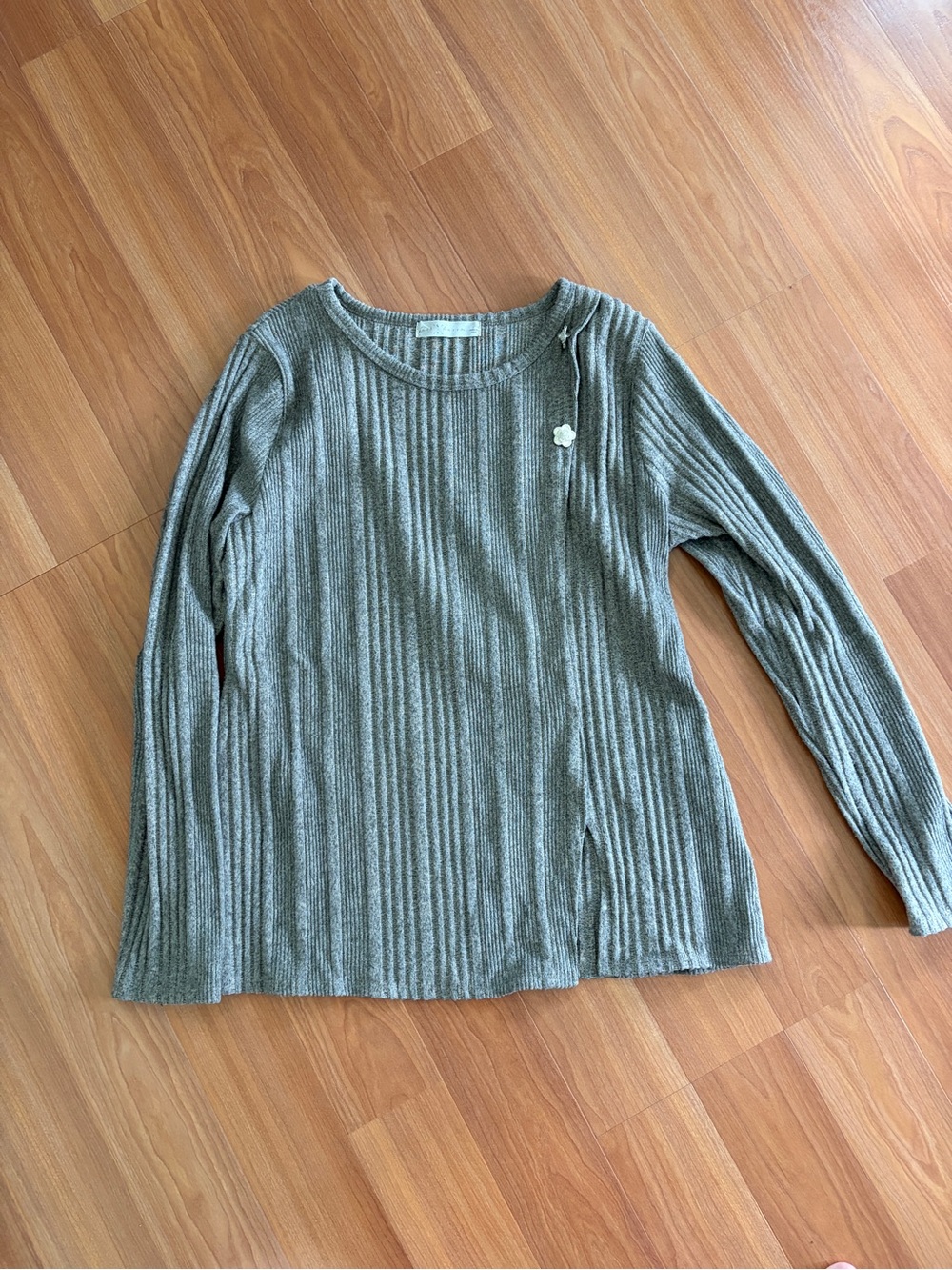 Fail Haven Ribbed Long Sleeve Knit Top - Olive Gray